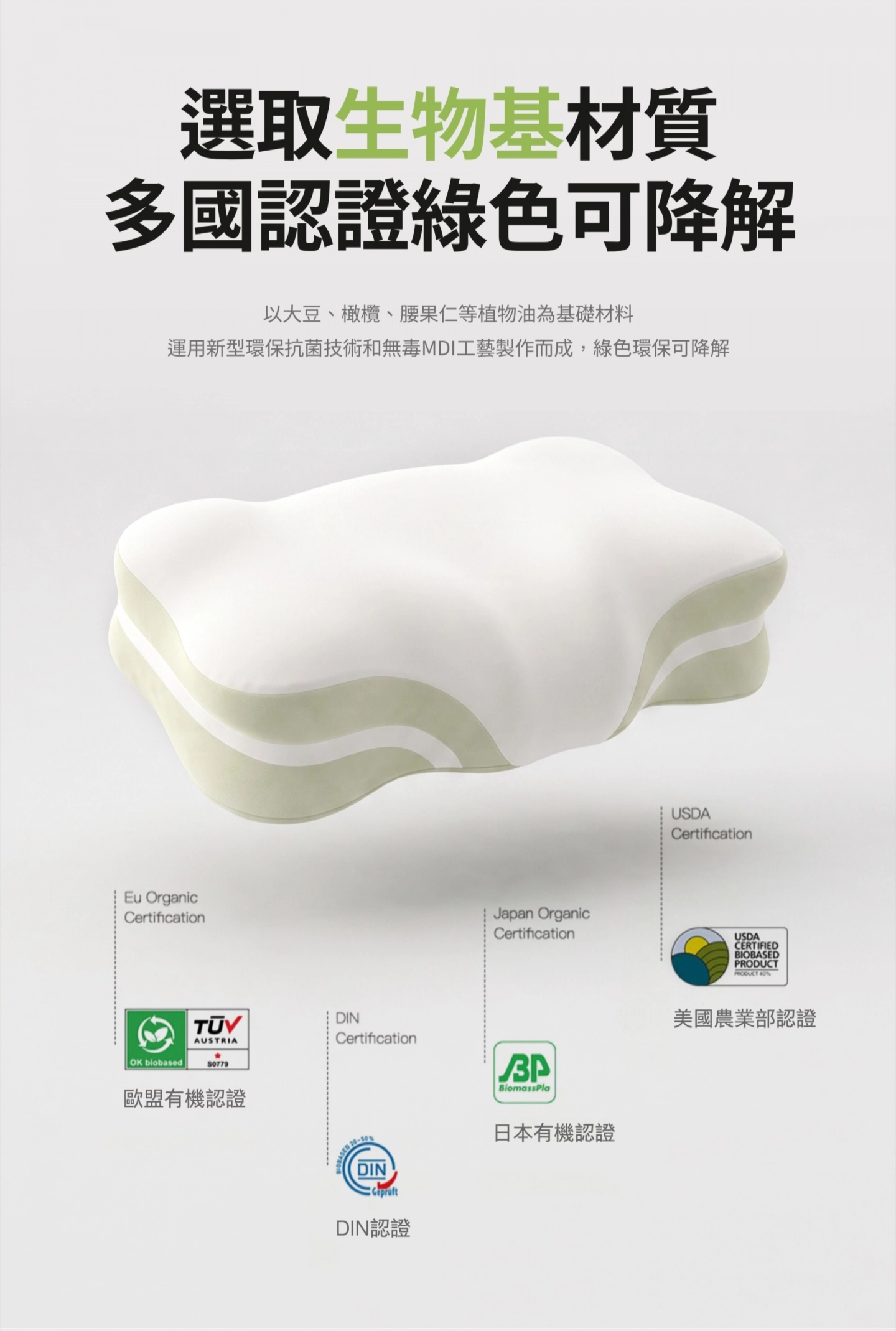 選取生物基材質 多國認證綠色可降解 大豆橄欖腰果仁植物油
