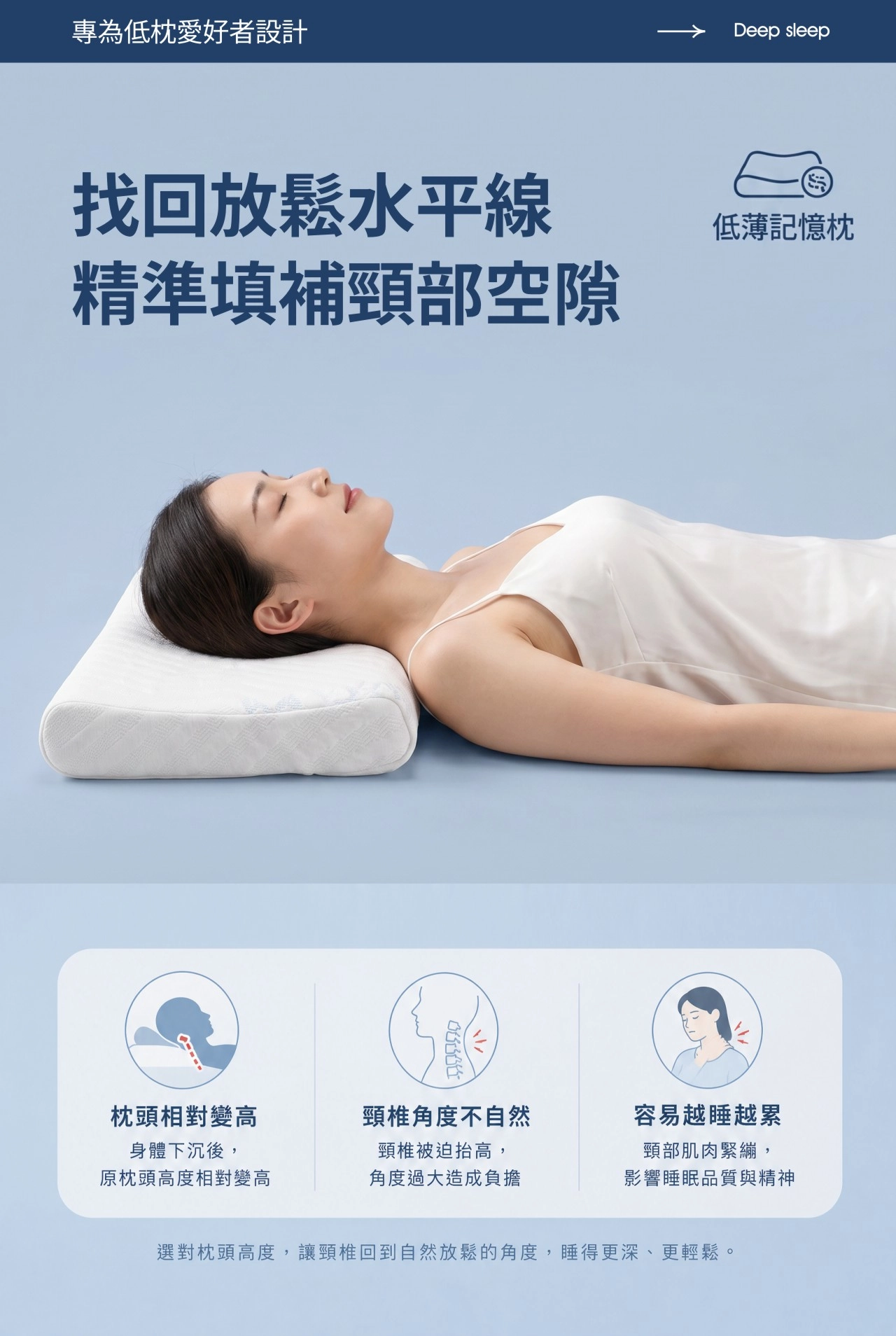 記憶枕,枕頭太高脖子痛,枕頭高度怎麼選,護頸記憶枕