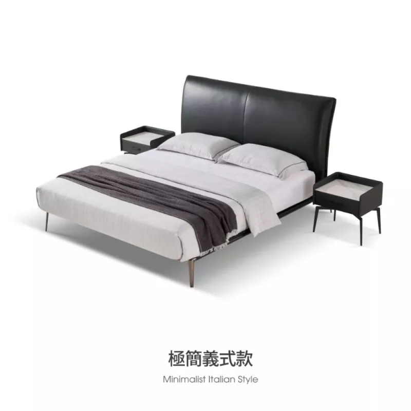 極簡義式款牛皮床架